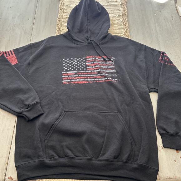 Grunt Style Black American Flag I Do Solemnly Swear Hoodie Sweatshirt Men’s L - Picture 1 of 8